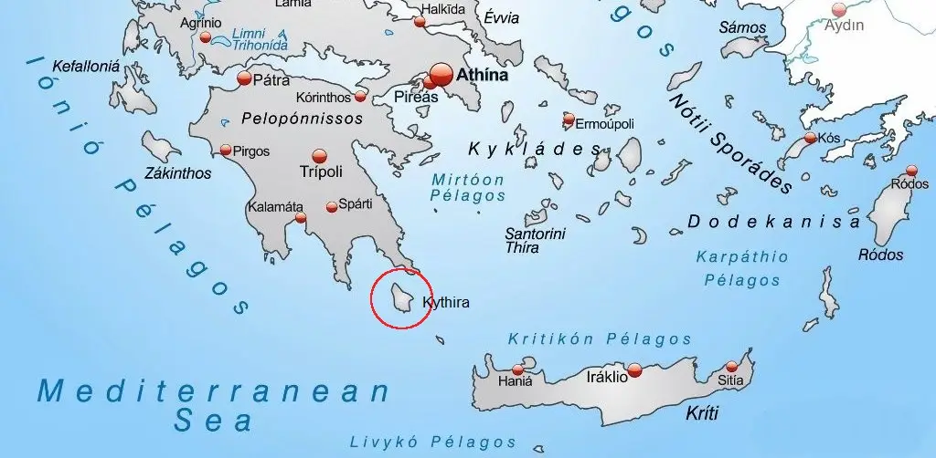 Griechenland Karte Insel Kythira